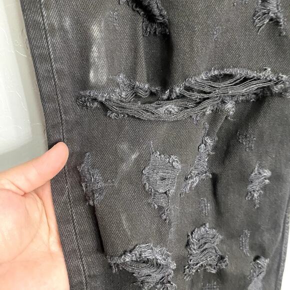 Zara Womens Distressed Ripped Jeans, Black, 10 - Picture 8 of 9